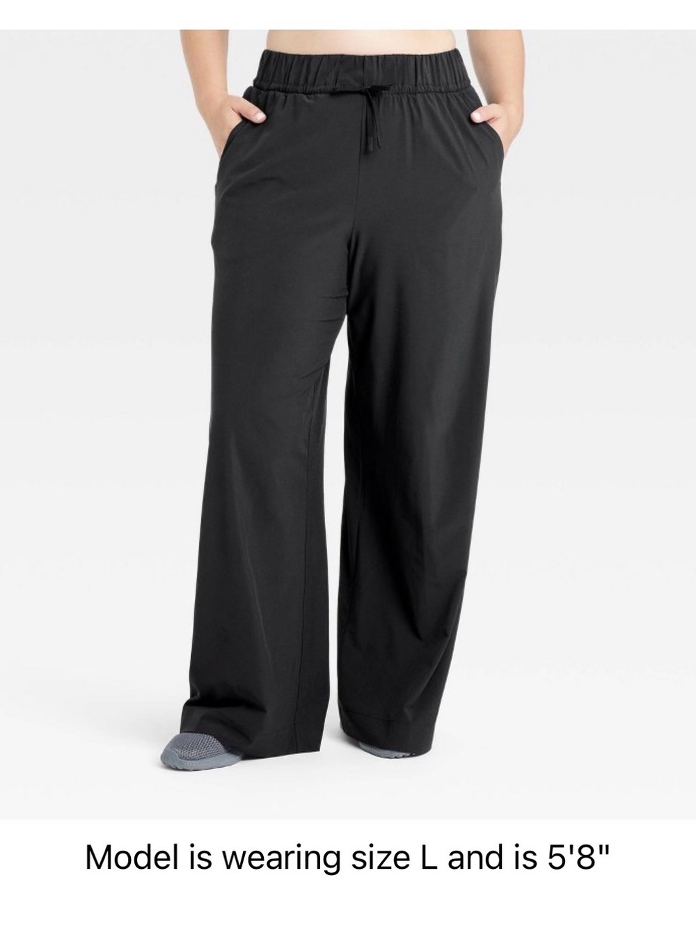 All in motion, High Rise, Wide-Leg Black Drawstring Pants